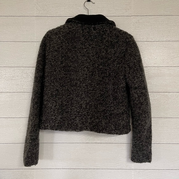Grey fuzzy wool winter moto style jacket - Picture 4 of 10